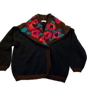 Vintage Roberta Freymann Hand Knitted Floral Sweater S